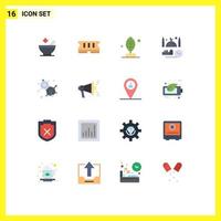 Modern Set of 16 Flat Colors and symbols such as marketing molecular motivation chemist pray Editable Pack of Creative Vector Design Elements
