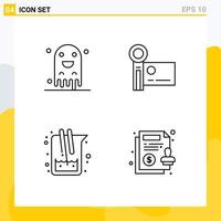 Pack of 4 Modern Filledline Flat Colors Signs and Symbols for Web Print Media such as ghost chemistry scary handycam science Editable Vector Design Elements