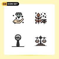 conjunto de 4 iconos modernos de la interfaz de usuario signos de símbolos para el seguro del árbol de diamantes soplar maracas elementos de diseño vectorial editables vector