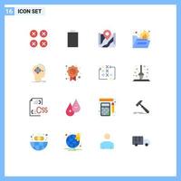 Set of 16 Modern UI Icons Symbols Signs for cyber folder fire map folder antivirus destination Editable Pack of Creative Vector Design Elements