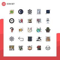 Universal Icon Symbols Group of 25 Modern Filled line Flat Colors of signal statistics park report data Editable Vector Design Elements