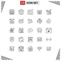 Group of 25 Modern Lines Set for like campaign gadgets bag case Editable Vector Design Elements