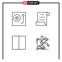 Group of 4 Filledline Flat Colors Signs and Symbols for devices interface turntable log workspace Editable Vector Design Elements