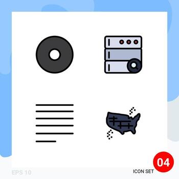 User Interface Pack of 4 Basic Filledline Flat Colors of multimedia map search right states Editable Vector Design Elements