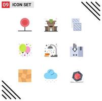 9 Universal Flat Colors Set for Web and Mobile Applications lamp party cloth balloons material Editable Vector Design Elements