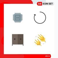 4 Thematic Vector Flat Icons and Editable Symbols of system wardrobe cpu rotate supermarket Editable Vector Design Elements