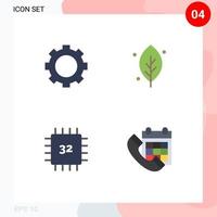 4 Thematic Vector Flat Icons and Editable Symbols of devices computers technology nature gadget Editable Vector Design Elements