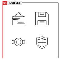 4 Universal Line Signs Symbols of board sticker sign save firewall Editable Vector Design Elements
