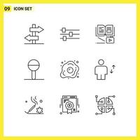 Pictogram Set of 9 Simple Outlines of healthy egg growth knowledge diet children Editable Vector Design Elements