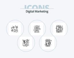 paquete de iconos de línea de marketing digital 5 diseño de iconos. grafico. cuadro. digital. escritor. tipo vector