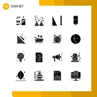 Set of 16 Modern UI Icons Symbols Signs for ruler battery ascending charging smart phone Editable Vector Design Elements