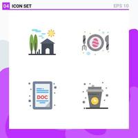 4 Universal Flat Icon Signs Symbols of estate doc real fried doc file Editable Vector Design Elements