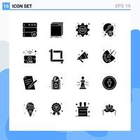 Set of 16 Modern UI Icons Symbols Signs for broadcasting medicine education drugs pills Editable Vector Design Elements