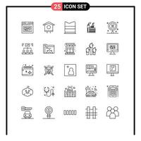 Modern Set of 25 Lines Pictograph of smoke construction spring building web Editable Vector Design Elements