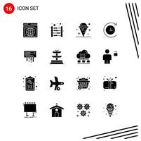 Universal Icon Symbols Group of 16 Modern Solid Glyphs of radio router dessert receiver backup Editable Vector Design Elements