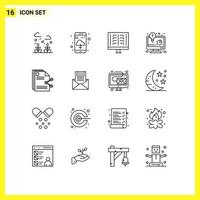 Outline Pack of 16 Universal Symbols of files business solution radiology business report business development Editable Vector Design Elements