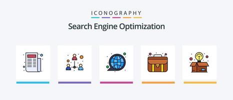 seo line llenó el paquete de 5 íconos que incluye la tienda en línea. comercio electrónico web. por. hacer clic. diseño de iconos creativos vector