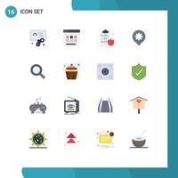 Modern Set of 16 Flat Colors and symbols such as cupcake zoom health clipboard search map Editable Pack of Creative Vector Design Elements