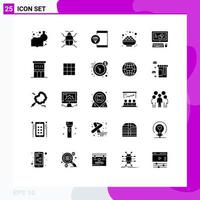 25 iconos creativos, signos y símbolos modernos de la aplicación de azúcar informática, programación de comestibles, elementos de diseño vectorial editables vector