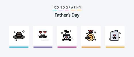 la línea del día del padre llenó el paquete de 5 íconos, incluido el borde. dia del padre. papá. padre. globo. diseño de iconos creativos vector