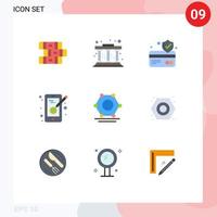 Group of 9 Flat Colors Signs and Symbols for nut super connected card network mobile Editable Vector Design Elements