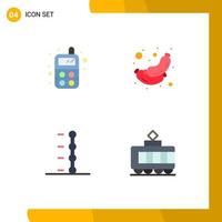 Modern Set of 4 Flat Icons and symbols such as baby transmission food breakfast tramway Editable Vector Design Elements