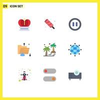 Pack of 9 Modern Flat Colors Signs and Symbols for Web Print Media such as palm storage controls multimedia data Editable Vector Design Elements