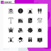 Group of 16 Modern Solid Glyphs Set for style family alarm decoration china Editable Vector Design Elements