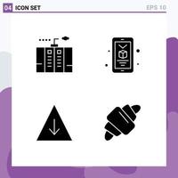 User Interface Pack of 4 Basic Solid Glyphs of electricity fall generator printing croissant Editable Vector Design Elements