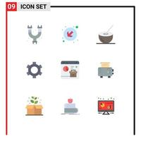 9 Universal Flat Color Signs Symbols of business ui coconut setting basic Editable Vector Design Elements