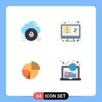 Flat Icon Pack of 4 Universal Symbols of cloud money lock excel business Editable Vector Design Elements