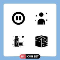 Editable Vector Line Pack of 4 Simple Solid Glyphs of controls box male connection e Editable Vector Design Elements