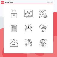 9 Creative Icons Modern Signs and Symbols of sheet invoice meteor form document Editable Vector Design Elements