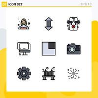 Universal Icon Symbols Group of 9 Modern Filledline Flat Colors of expand imac down device computer Editable Vector Design Elements