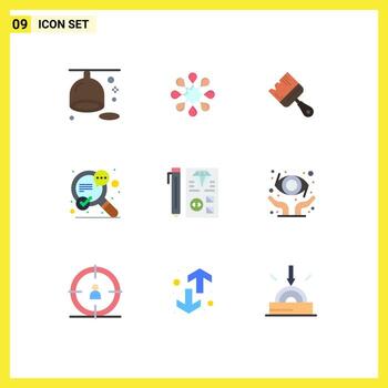 Conjunto de 9 colores planos universales para el desarrollo de aplicaciones web y móviles, codificación, creación de voz, seo, elementos de diseño vectorial editables vector