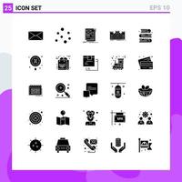 25 Thematic Vector Solid Glyphs and Editable Symbols of art fortress framing fort castle Editable Vector Design Elements