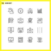 16 iconos creativos signos y símbolos modernos de análisis de diagramas gráficos de importación elementos de diseño de vectores editables sólidos