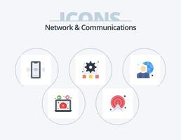 Network And Communications Flat Icon Pack 5 Icon Design. cogwheel. setting. map. smart. wifi vector