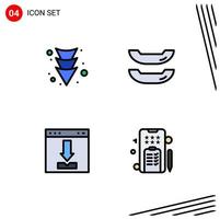 Pictogram Set of 4 Simple Filledline Flat Colors of arrow loading boat browser text Editable Vector Design Elements