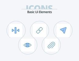 elementos básicos de la interfaz de usuario paquete de iconos azules 5 diseño de iconos. flecha. alfiler. alfiler. papel. medios de comunicación vector