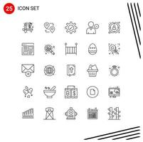 Group of 25 Lines Signs and Symbols for network link setting user person Editable Vector Design Elements