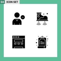 Set of 4 Modern UI Icons Symbols Signs for delete browser profile wifi china Editable Vector Design Elements
