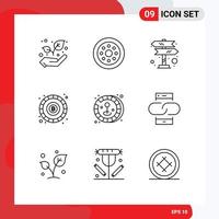 9 Universal Outline Signs Symbols of game coin road trip token blockchain Editable Vector Design Elements