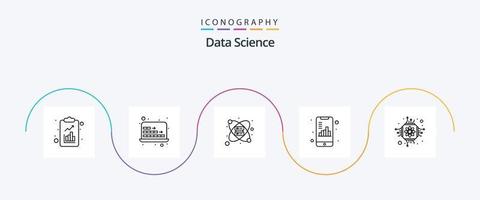 paquete de iconos de la línea 5 de ciencia de datos que incluye chip. grafico. base de datos. documento. móvil vector