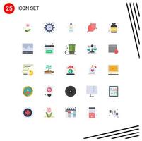 25 Universal Flat Color Signs Symbols of protein design sun cream cuboid valentines day Editable Vector Design Elements