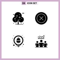 Group of 4 Solid Glyphs Signs and Symbols for beach egg tree ux map Editable Vector Design Elements