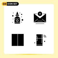 Set of 4 Modern UI Icons Symbols Signs for bottle layout medicine email internet Editable Vector Design Elements