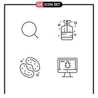 Universal Icon Symbols Group of 4 Modern Filledline Flat Colors of search dessert max plant sweets Editable Vector Design Elements