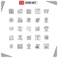 Line Pack of 25 Universal Symbols of computer interface search engine payment interface paper Editable Vector Design Elements