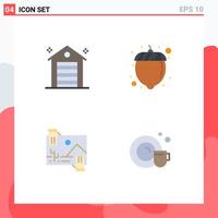 4 Universal Flat Icons Set for Web and Mobile Applications building dividend real nut photo Editable Vector Design Elements